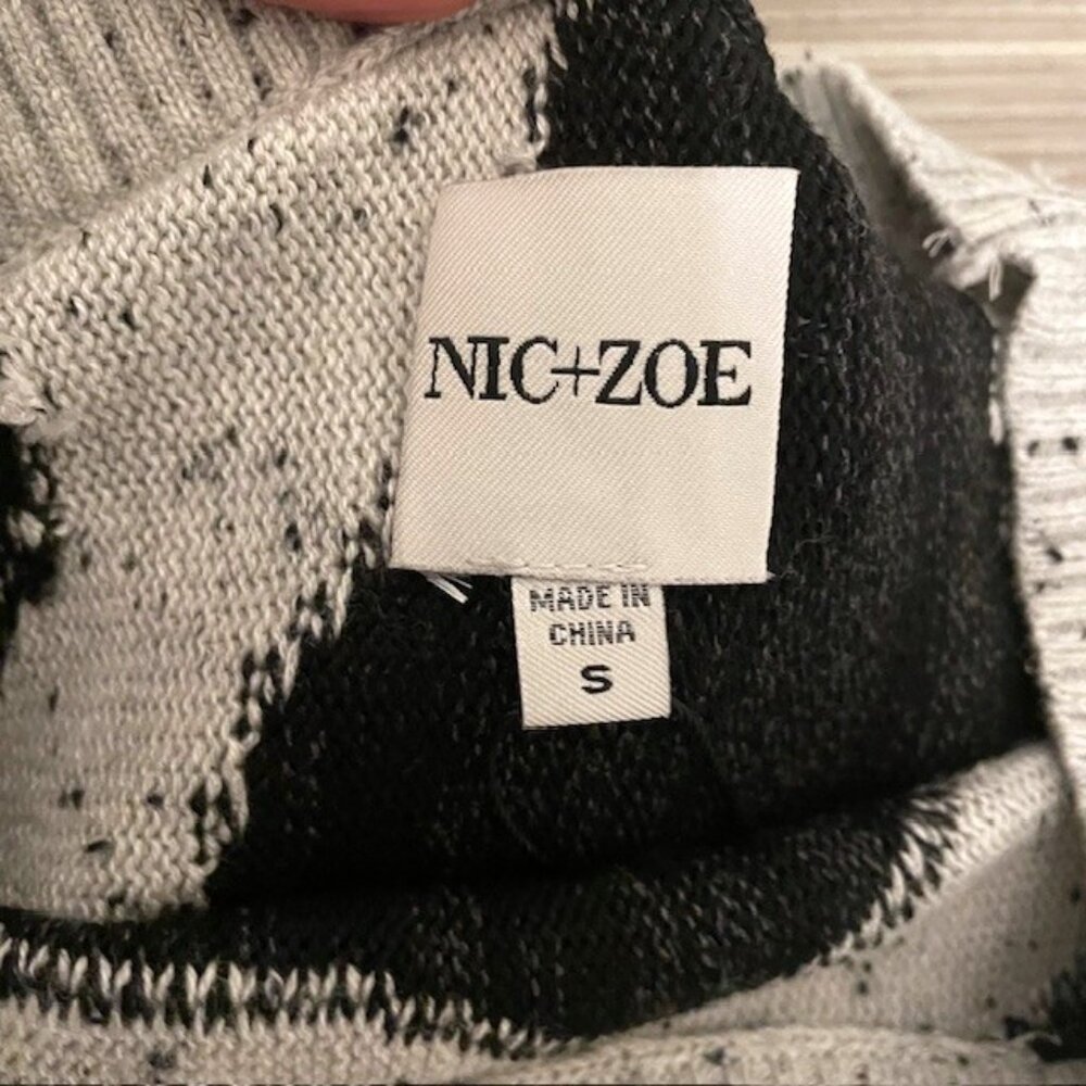 NWT NIC+ZOE Dusk Days Abstract Sweater Black Gray Size Small - Picture 11 of 16